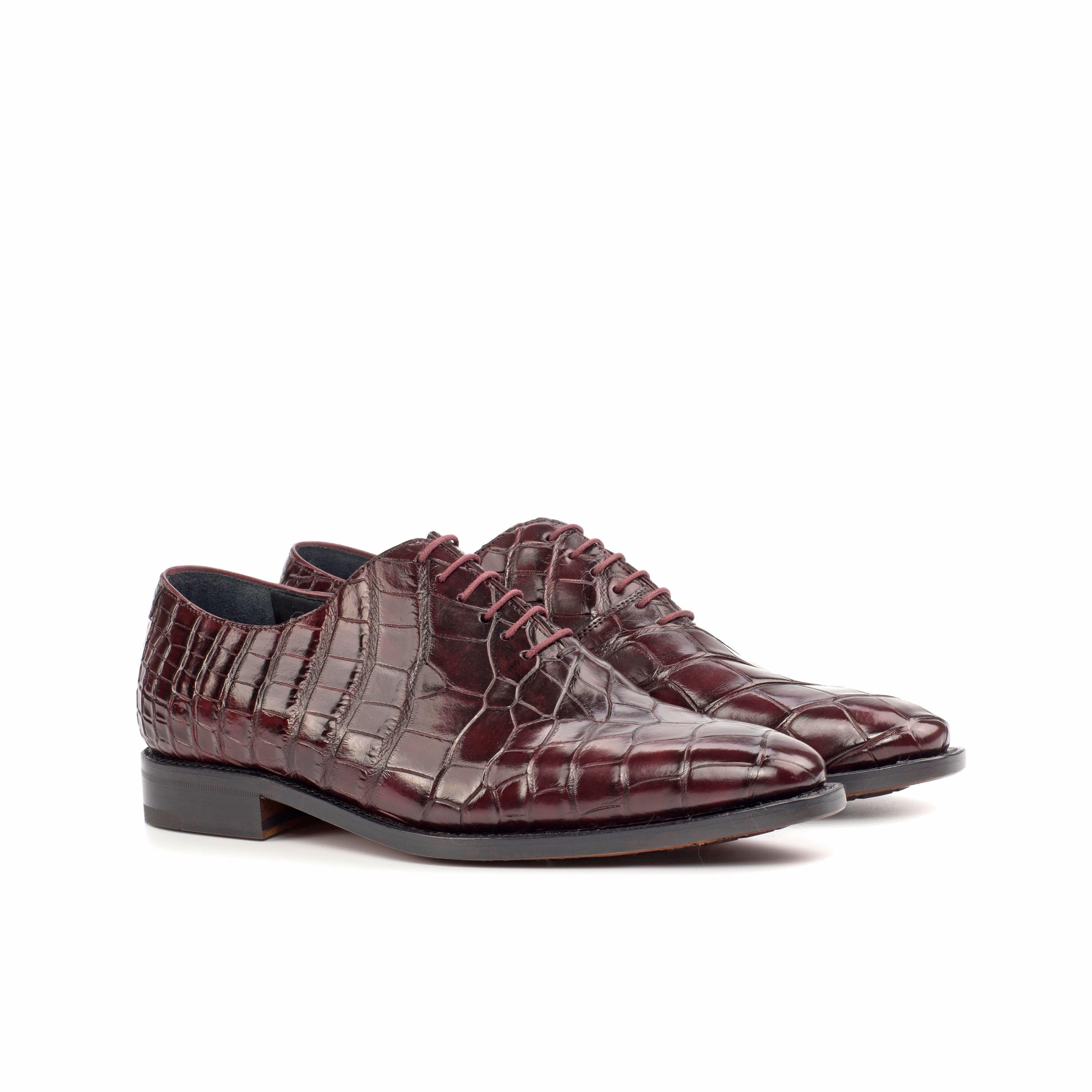 Burgundy Alligator Wholecut Shoes