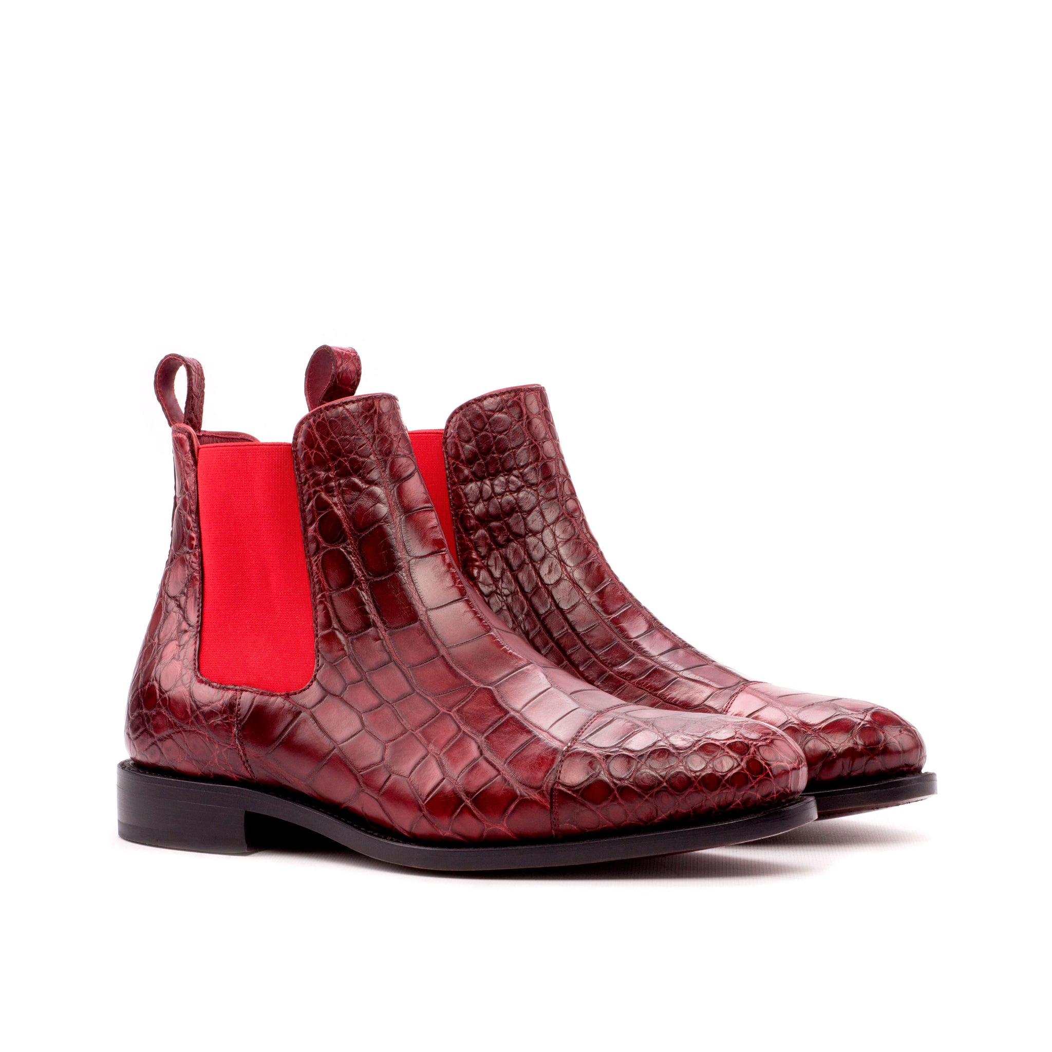 Custom Red Alligator Chelsea Boots Luxury Personalized Footwear ADORSI