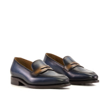 Load image into Gallery viewer, Navy &amp; Cognac Calf Penny Loafer
