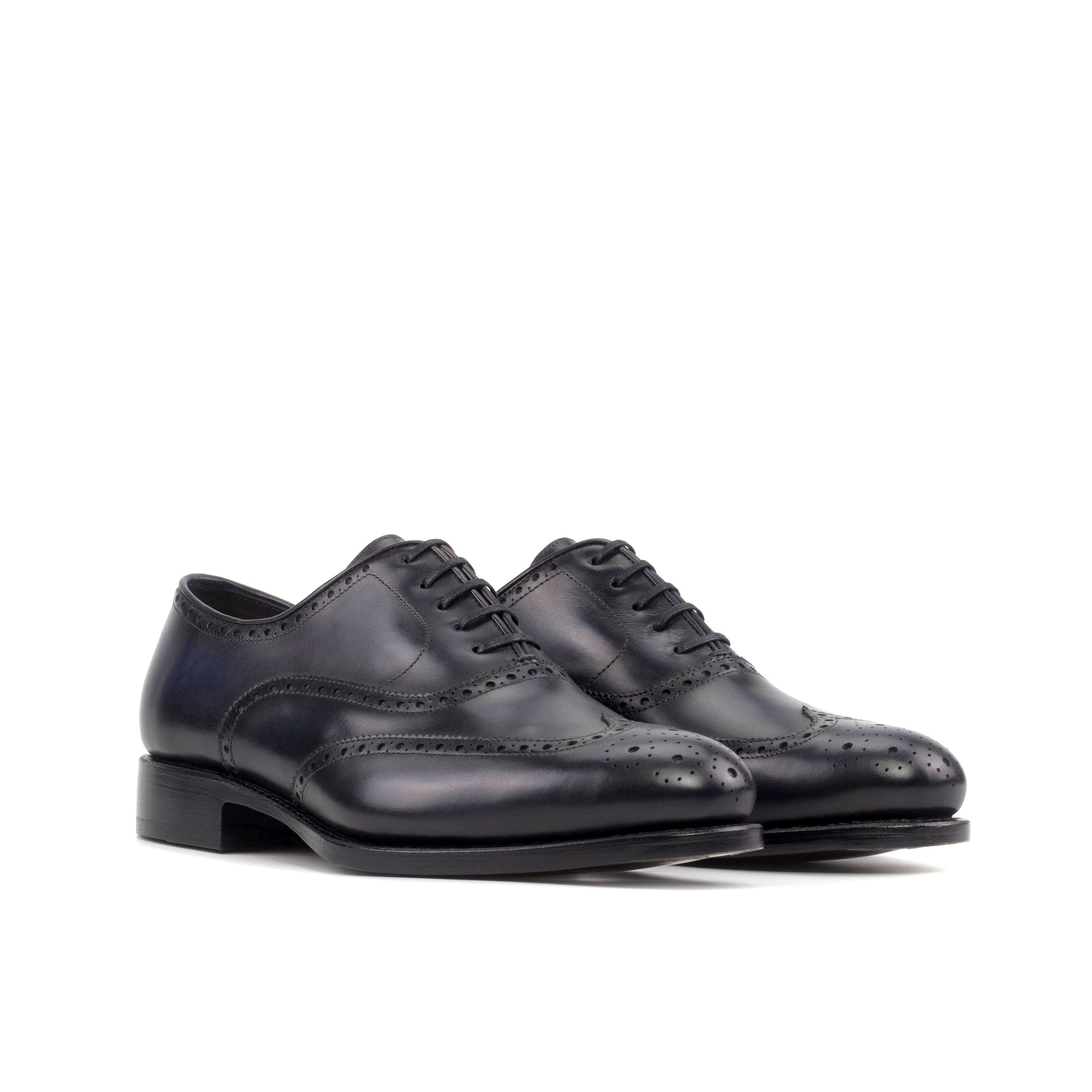 Custom Navy Blue Wingtip Brogue Shoes Handcrafted to Perfection 7.5