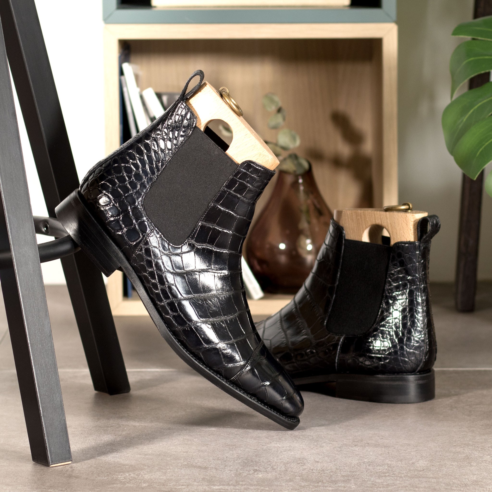 Black Alligator Chelsea Boots Exclusive Handcrafted Footwear ADORSI