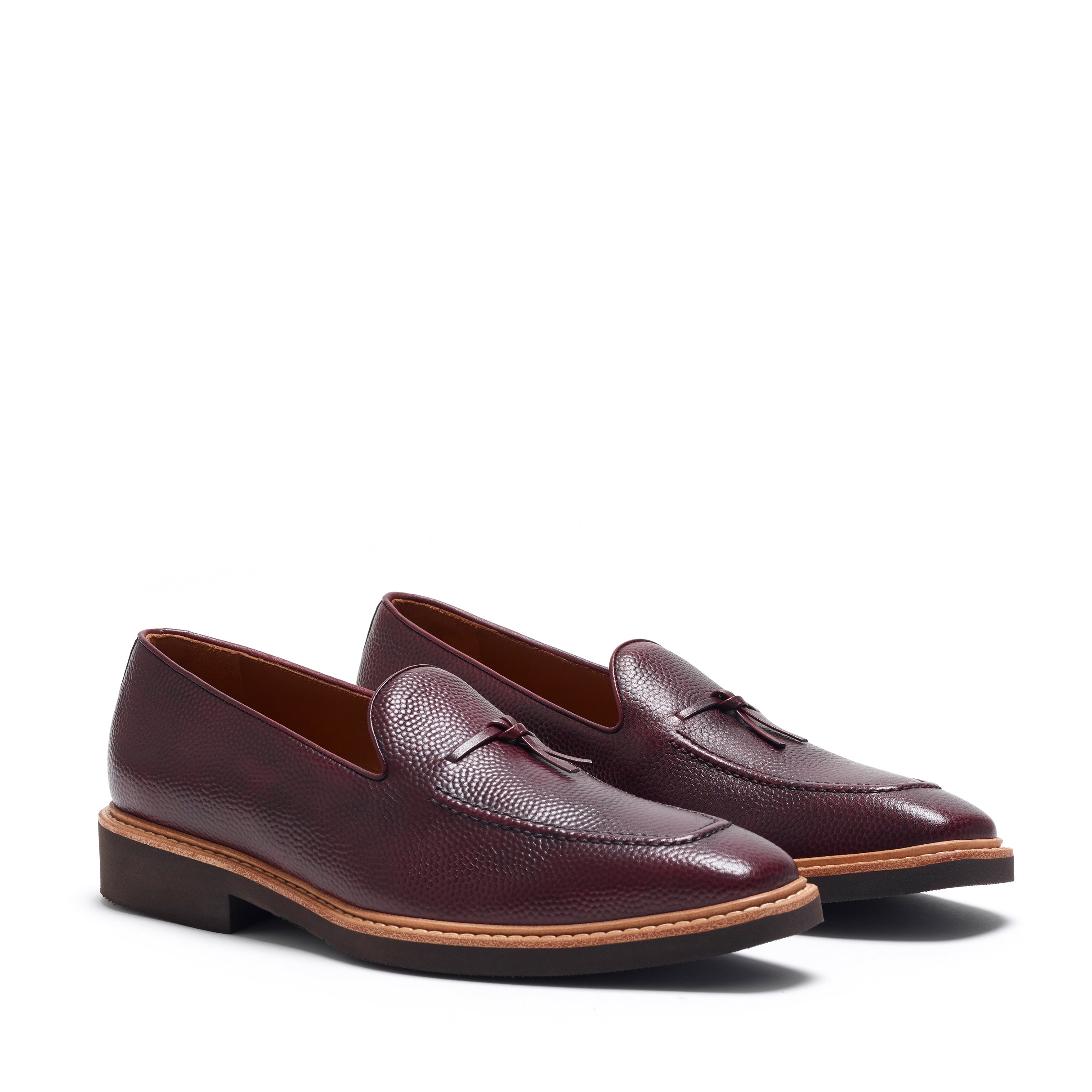 Burgundy Pebble Grain Belgian Loafer - Customize Your Loafers – ADORSI