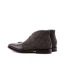 Load image into Gallery viewer, Black Calf Leather &amp; Grey Fabric Chukka Boots
