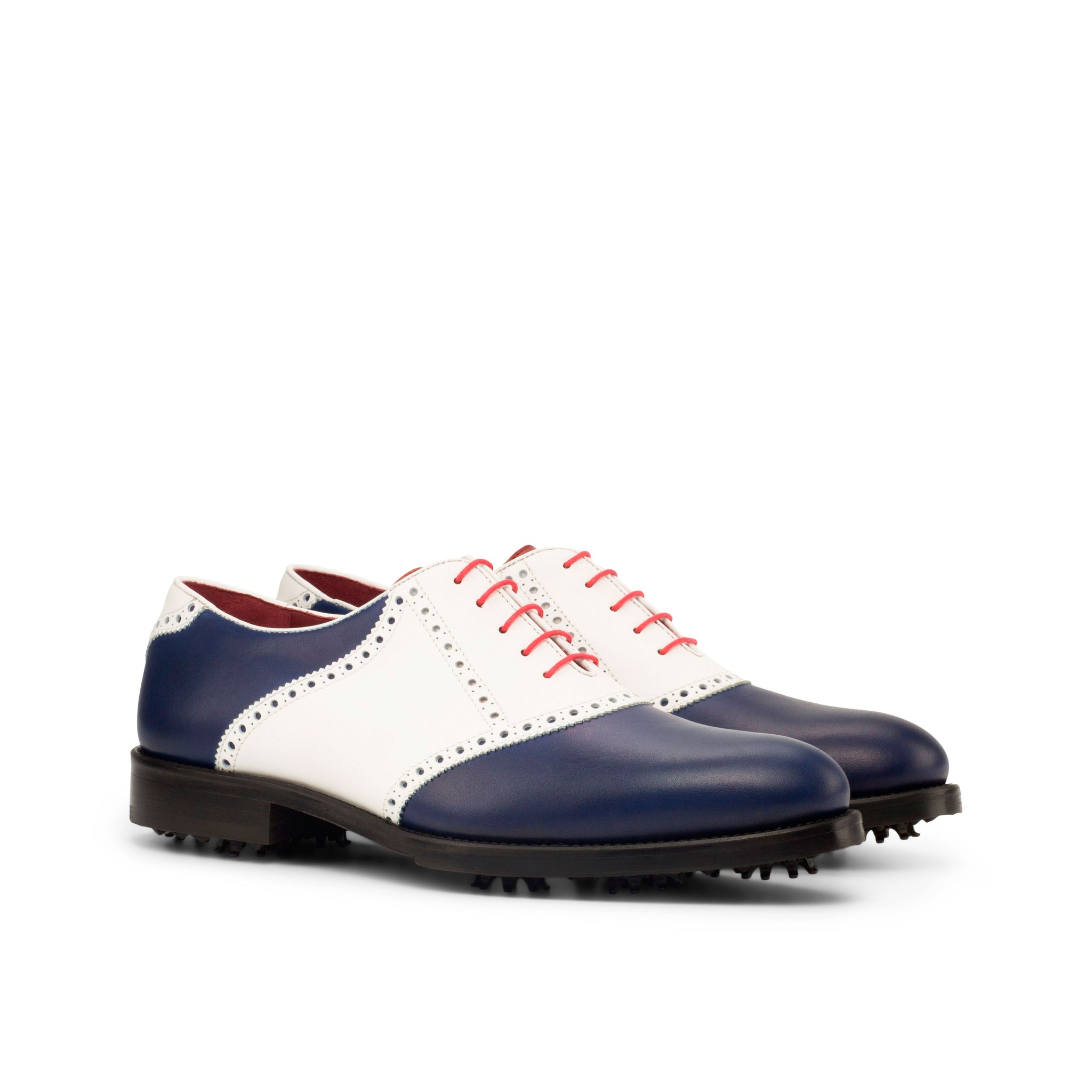 Blue White Calf Leather Saddle Golf Shoes ADORSI