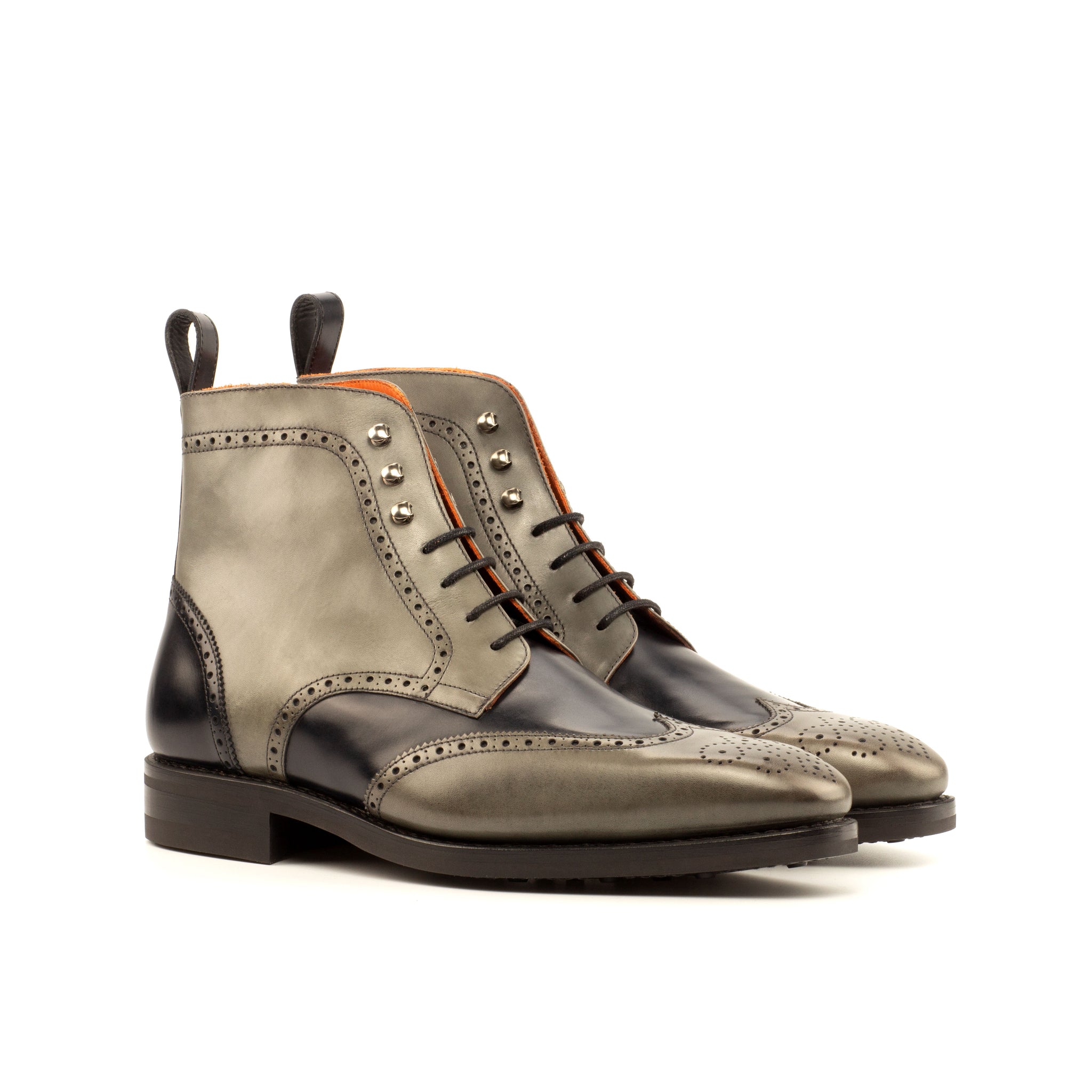 Grey brogue boots hotsell