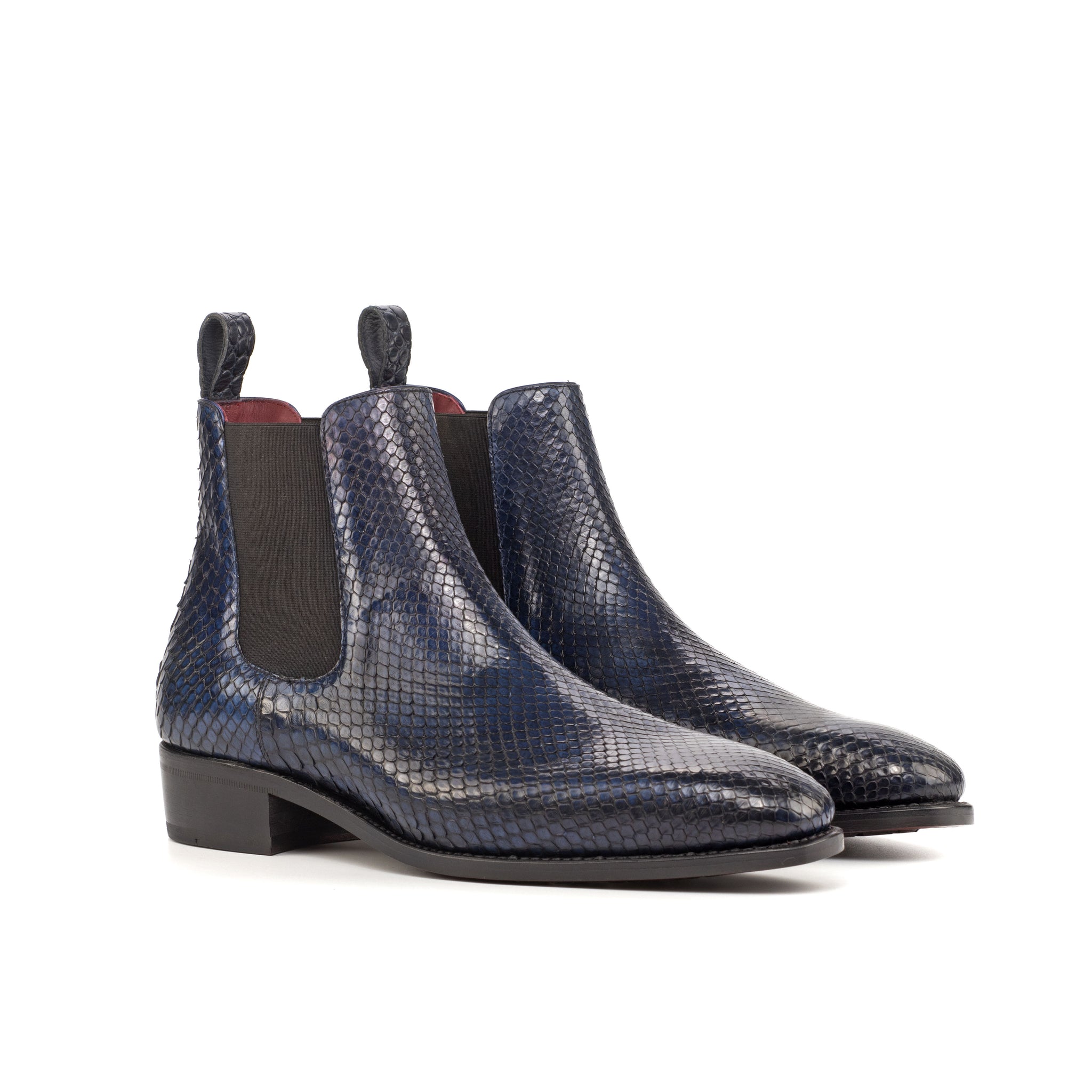 Navy Python Chelsea Boots - Bespoke Shoes – ADORSI