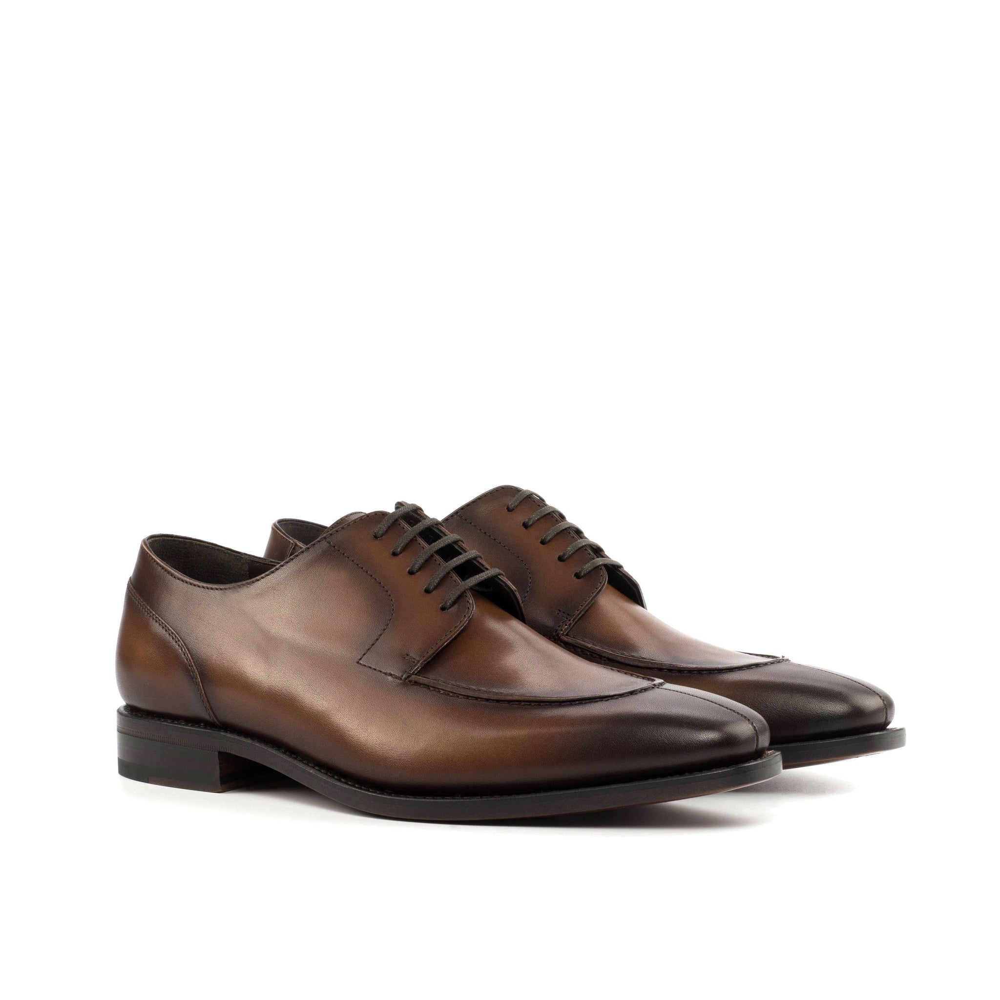 Burnished Brown Leather Split-Toe Derby Shoes - Wide Sizes Available –  ADORSI