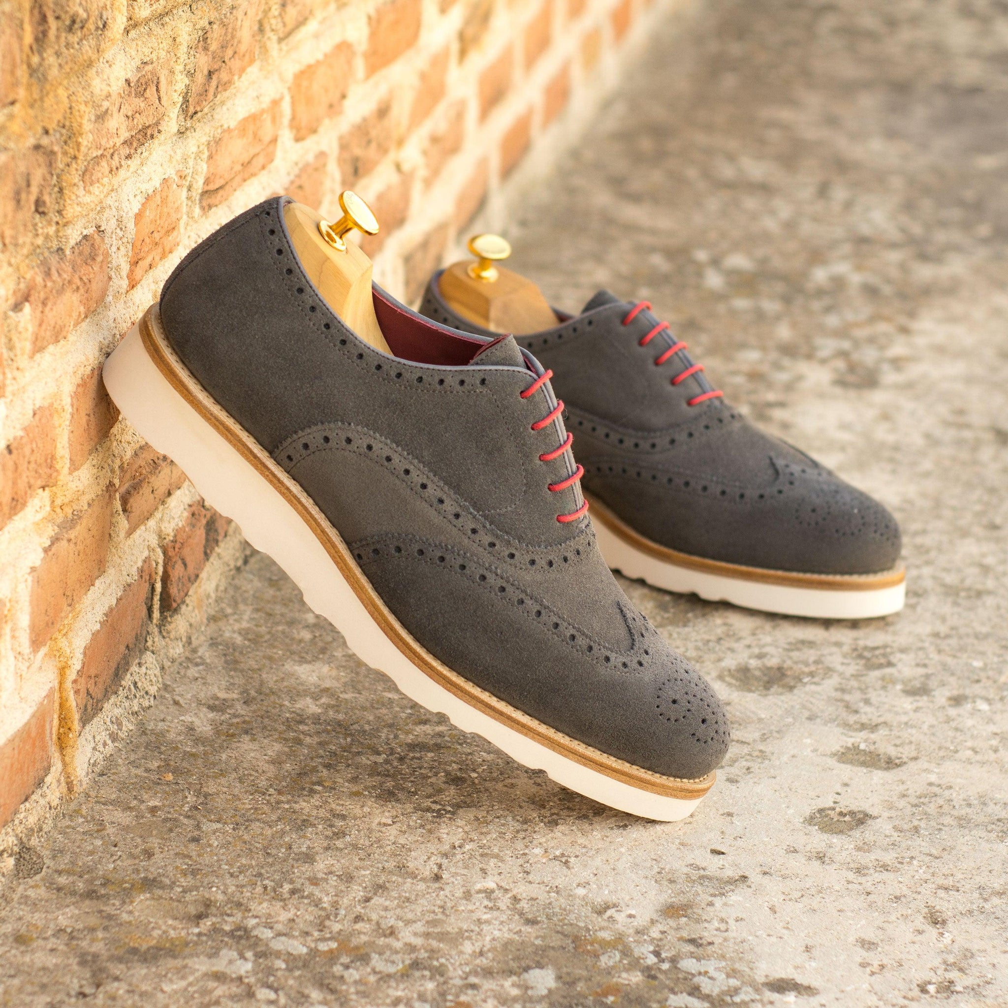 Casual Brogue Shoes Grey Suede Chunky Rubber Soles 11