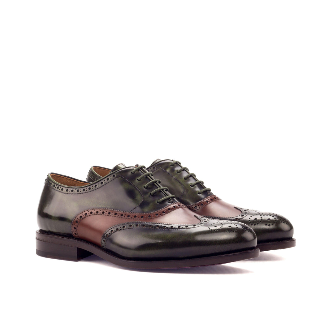 Green & Medium Brown Polished Calf Brogue - Full Brogue 